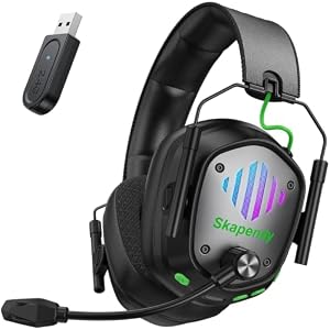 Skapendy Wireless Gaming Headset, 2.4GHz Low Latency for PS5 PS4 PC Switch