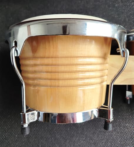 Image of Softline Pro Premium Natural Bongo Drum Set with Padded Bag and Tuning Key /Wrench Professionals Wooden Bongos Drum for Beginner Adults Kids Bongo Drum Percussion Instrument (SP BNG NT-L- SP)