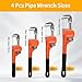 4 Pack Heavy Duty Pipe Wrench Set, 8'' 10'' 12'' and 14'' Adjustable Jaw Plumbing Wrench, Heat-Treated Chromium Vanadium Steel Pipe Tools with Anti-Vibration Grip for Industrial/Domestic Pipe Repair