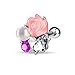 Fimo Flower and Imitation Pearl CZ Tragus Barbell 316L Surgical Steel Cartilage Bar Helix Piercing 16g
