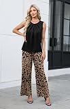 WIHOLL 2 Piece Sets for Women Vacation Summer Outfits Beach Vacation Clothes Lounge Sets Casual Fashion Airport Travel Matching Set Clothing Wide Leg Pants Set 2026 Pajamas L