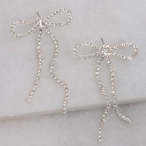 Simulated Diamond Bow Stud Earrings for Women - Small Sparkly Cubic Zirconia Studs, Hypoallergenic and Safe for Sensitive Ears3