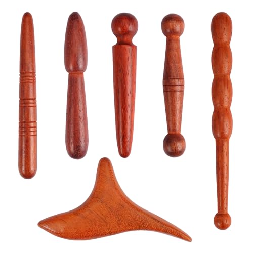 6 Stück Triggerpunkt Massagegerät, Trigger Holz Massage, Fuß Massagestab, Massagestäbchen Muskel, Holz Akupressurstift, Trigger Massage Zubehör für Entspannung Füße, Nacken, Schultern und Arme
