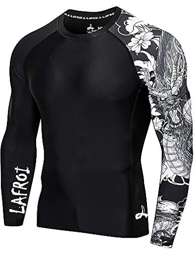 LAFROI - Camiseta de Neopreno Protectora, de compresión, para Hombre, Manga Larga, UPF 50+, Ajustada, Modelo CLYYB (Asym Dragon,L) | Ya disponible en tu tienda friki favorita! En mundofriki.es!
