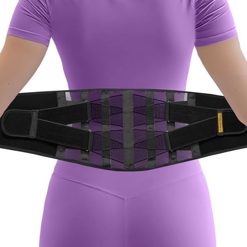 Ultra Breathable Back Brace for Women and Men Lower Back, Lightweight & Thin Back Support Belt, Dual Adjustable Waist Lumbar Support Belt for Sciatica, Herniated Disc, Scoliosis Back Pain Relief