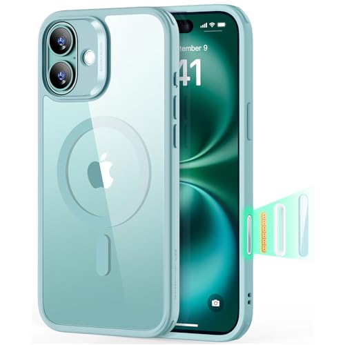 Image of ESR for iPhone 16 Plus Case, Camera Control Cover, Compatible with MagSafe, Shockproof Military-Grade Protection, Magnetic Phone Case for iPhone 16 Plus, Classic Hybrid Case, Clear Green