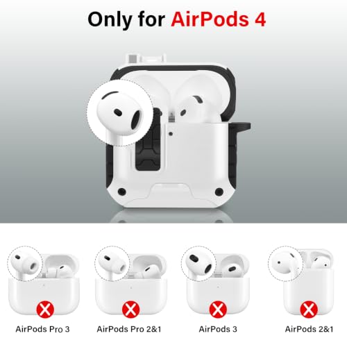 Image of HITZEE for AirPods 4 Case, Compatible with AirPods 4(2024) Generation Case, Magnetic Automatic Lock with Phone Stand, Compatible with MagSafe Cover, Black /White