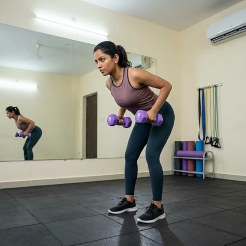 Image of KAKSS Neoprene Dumbbells Set, 4kg (2 x 2kg), Purple Hex Dumbbells with Easy-Grip Coated Finish, Cast Iron Hand Weights for Home Gym Equipment and Fitness Training for Women and Men