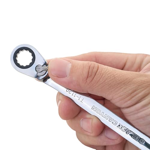 Image of BLACK CANYON 10 mm Ratchet Combination Wrench, 12-Point Box End & Hex Opening, Polished Steel Ratcheting Wrench with SAE & Metric Sizes