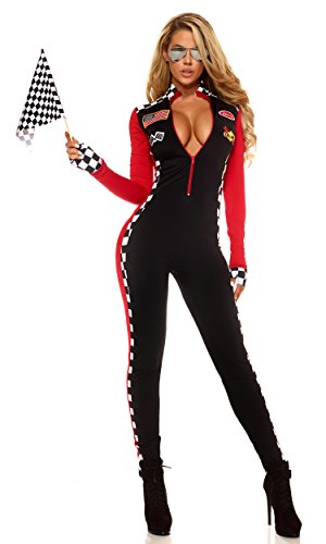 Forplay Women's Sexy Racer Costume - Race Car Driver Costume with Sunglasses, Large/X-Large, Black