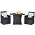 Tangkula 3 Pieces Patio Dining Set, Space-Saving PE Rattan Bistro Set with Tempered Glass Top Table and Cushioned Chairs, Outdoor Conversation Set for Garden Backyard Poolside Porch (Blue)