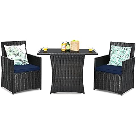 Tangkula 3 Pieces Patio Dining Set Cover