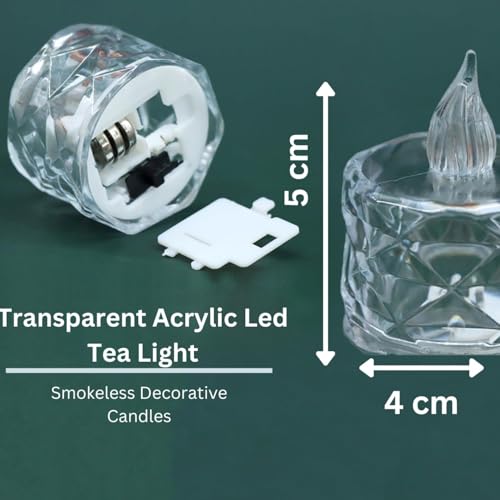 Image of VERVENIX Crystal LED Tea Light Candles | Flameless Smokeless Decorative Crystal Candles for Diwali, Festival, Wedding, Christmas & Home Decoration (Multicolor-Pack of 6)