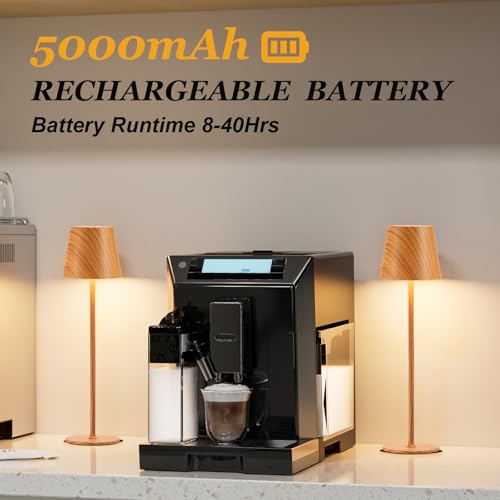 Image of Kakanuo Cordless Table Lamp Rechargeable - Wood Grain 2 Pack 5000mAH Battery Operated Lamp for Counter, 3 Color Stepless Dimming Wireless Lamp for Dining Kitchen, Outdoor Patio, Touch Control