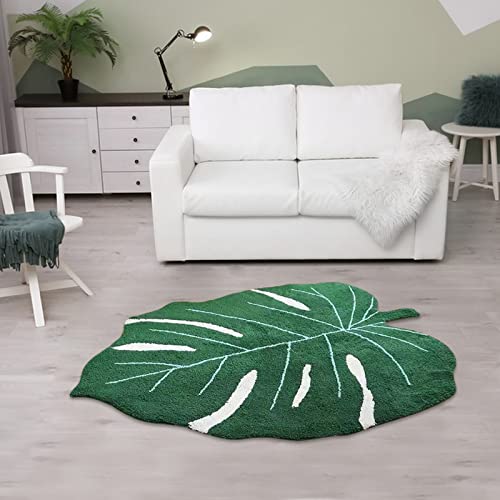 Tapis de bain feuille monstera antidérapant tapis sol vert - 8