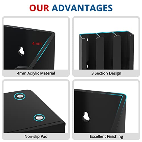 Kotemon Acrylic Cup And Lid Holder, 3 Compartment, Disposable Coffee Cup Dispenser Cup Storage Organizer, Black #TOP4