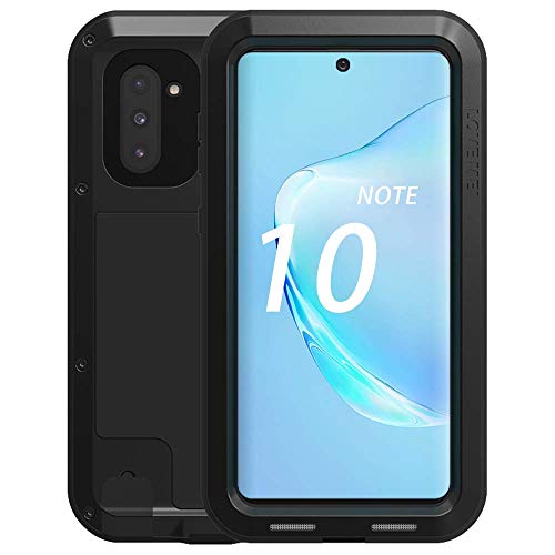 Galaxy Note 10 Case,Bpowe Super Shockproof Silicone Aluminum Metal Armor Tank Heavy Duty Sturdy Protector Cover Hard Case for Samsung Galaxy Note 10/Galaxy Note 10 5G 6.3" 2019 (Black)