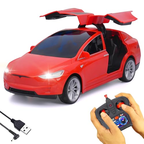 Image of Gooyo GY-20158CH Rechargeable Remote Control Car Toy with Gull-Wing Door Open Function and Glowing Headlights | Hi-Speed RC Car Toy for Kids | Red | in-Built Battery | Gift Box Packaging