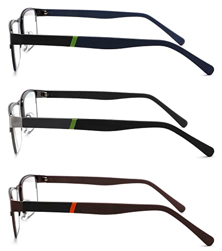 Image of 3-Pack Reading Glasses for Men Blue Light Blocking Metal Frame Computer Readers