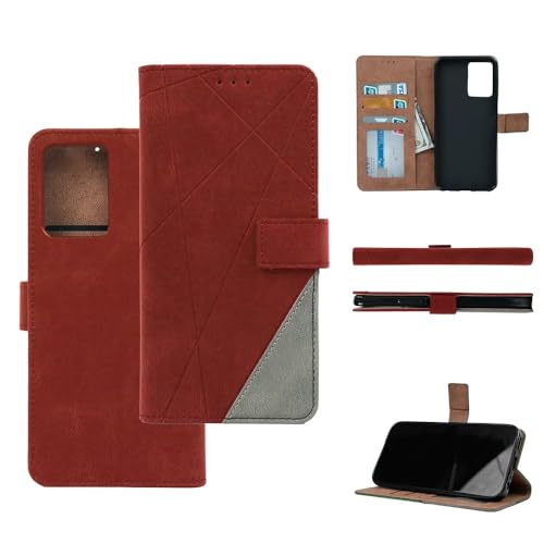 Image of amazon basics Redmi Note 14 Pro Plus 5G Flip Cover | Card Pockets Wallet & Stand | Flip Cover for Redmi Note 14 Pro Plus 5G (Red with Grey)