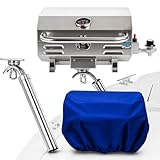 BTG Gear Tailwaves Marine Boat Grill w/Rod Holder Mount...