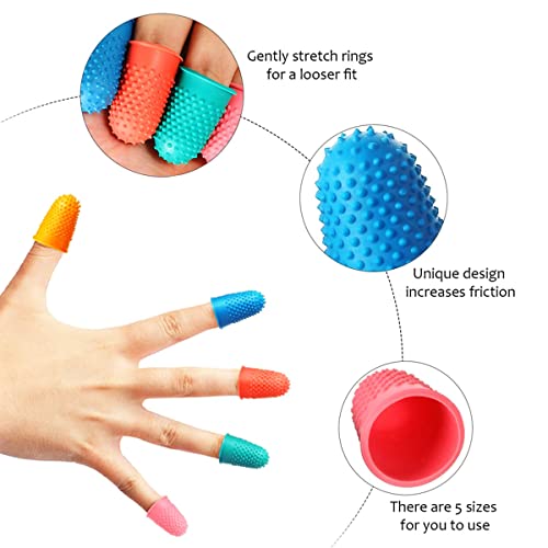 20 Stück Gummi Fingerspitzen Fingerkissen YUTOU Wiederverwendbarer Fingerschutz Fingerkuppenschutz Fingeranfeuchter Fingerhut Gummi zum Geld Zählen,Schreiben,Sortieren,Gitarren (5 Größen und Farben)