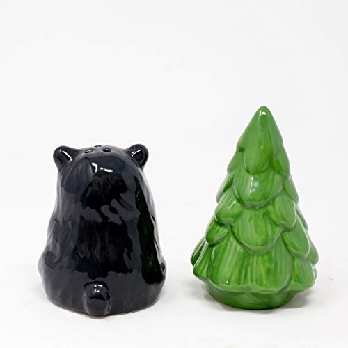 Boston Warehouse Black Bear And Pine Tree Salt & Pepper Shakers #TOP4