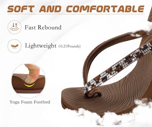 Image of KuaiLu Women's Rhinestone Flip Flops Arch Support Yoga Mat Cushion Sandals