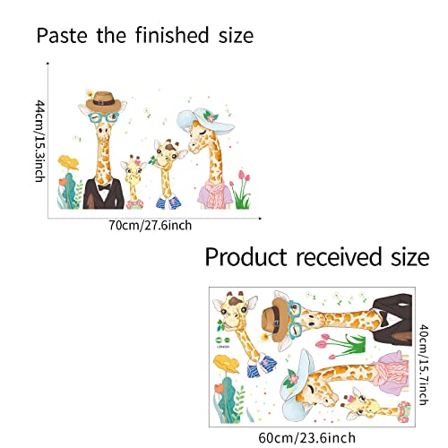 Nice Time Wall Decal Giraffe Family Wall Stickers For Bedroom, Self-Adhesive Pvc Cartoon Animal Window Wall Decor Mural Peel And Stick Wall Art For Kids Boys Girls Nursery Room, 27.6 X15.3 Inches #TOP4