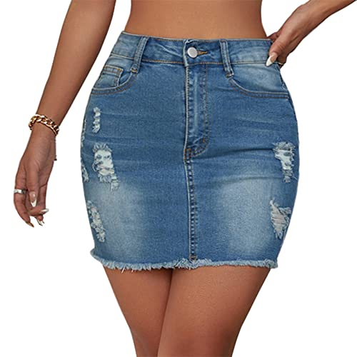 Jean Skirt for Women Stretch Casual High Waisted Denim Short Skir...