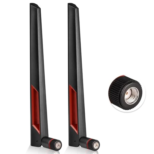 Wjelet 10dBi Dual Band WiFi Antenna RP-SMA - 2.4GHz/5.8GHz Screw-in Aerial for PC, Router, ASUS RT-AC68U, PCI-E Network Card, Camera, 2PCS