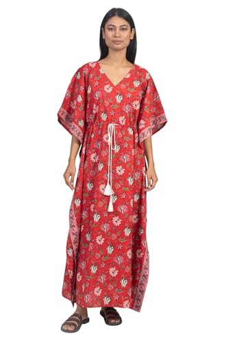 Image of NIHSAMAH Cotton Kaftan Nighty for Women, Printed Premium Stylish Loungewear, Comfortable Nightwear, Sleepwear for Ultimate Relaxation