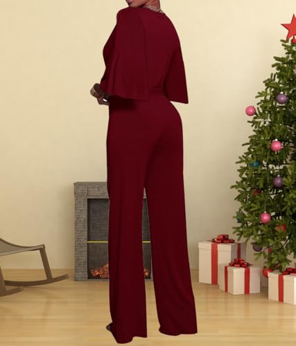 BessCops Womens Loose Short Sleeve Belted Wide Leg Pant Romper Jumpsuit Casual Business One Piece Outfits - Image 6