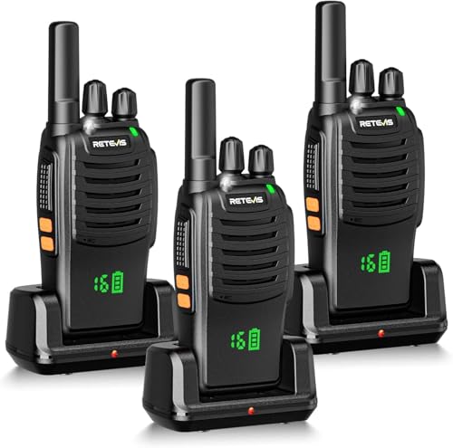 Retevis H-777H Walkie Talkies Rechargeable,2 Way Radios Long Range,USB-C,VOX,Short Antenna,Hidden Display,Flashlight,Portable FRS Two-Way Radios for Adults Skiing Gift Family (3 Pack)
