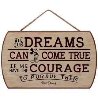 Open Road Brands Courage to Pursue Dreams Mickey Mouse Hanging Wood Wall Décor