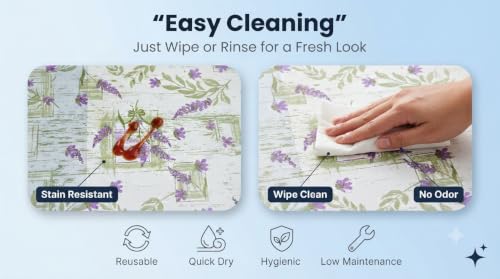 Image of Dribble (45cm X 300cm) Eva Shelf Liner Mat Roll, Non Slip Drawer & Cabinet Liner for Kitchen, Waterproof Oilproof Washable Fridge Mat, Anti Skid Multipurpose Mat (Floral Hormony Purple)