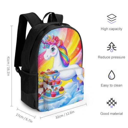 Casual Daypack Multipurpose Anti-Theft Large Capacity Carry On Bag - Cute Cartoon Unicorns Rainbow Art Casual Daypack Climbing Shoulder Bag With Padded Straps2