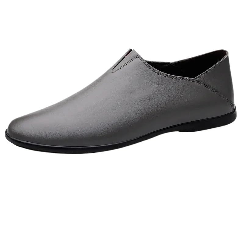 Men's Loafers Shoes Round Toe Solid Color Vegan Leather Loafers Slip Resistant Comfortable Flat Heel Walking Slip-ons