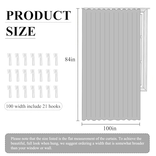 Image of RYB HOME 100% Blackout Sliding Door Curtain, Extra Wide Room Divider Curtain with Hooks Ceiling Mounted, Bedroom Drape Thermal Insulated& Privacy Assurd, W100 x L84, Beige, 1 Panel