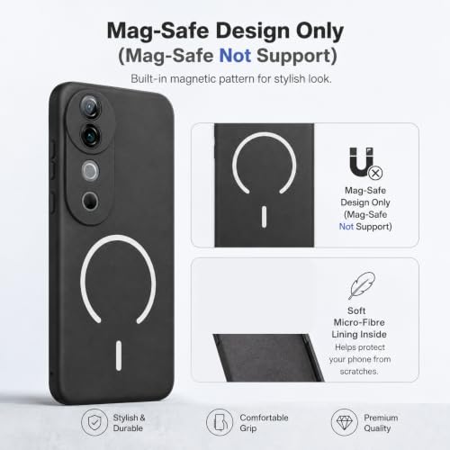 Image of SBMS Silicone Back Cover Case for Vivo V40 5G / V40 Pro / T3 Ultra | Soft Micro-Fibre Lining Inside | Magsafe Print On Back Side Camera Protection Bump | Shockproof Case Vivo V40 (Black)