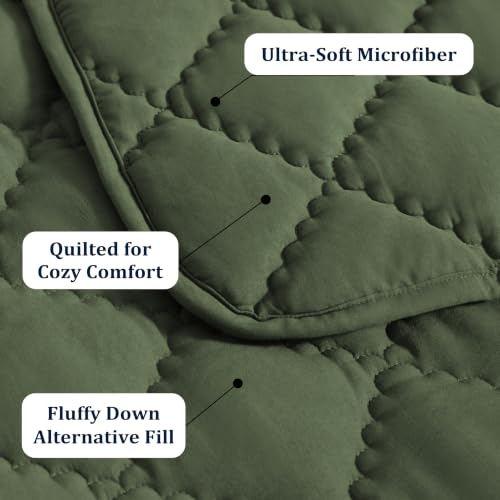 Image of BEDSUM Toddler Quilt 39x47, Microfiber Baby Quilt for Crib, Olive Green | Lightweight Toddler Blanket for Boys Girls Nursery, Machine Washable All Season Kid Quilt, Tummy Time Blanket, Stroller Quilt