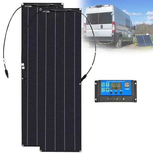400W 600W 800W 1200W Kit Panel Solar Flexible Placa Solar y 50A Controlador de Cargador para Baterías, Autocaravana, Caravana,Barco, Yate, Automóvil(400W)