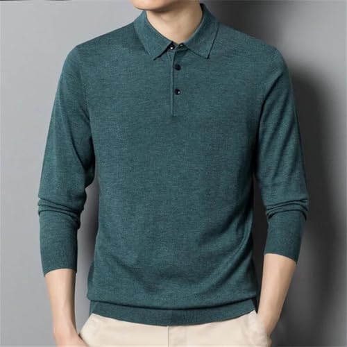 Men Wool Sweater Lapel Versatile Long Sleeve Knitted Pullovers Tops2