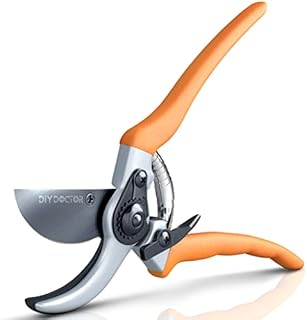 DIY Doctor Premium Garden Secateurs - Ultra Sharp Hardened Carbon Steel SK-5 with Teflon Coating - Pruning Shears - Gardening - Scissors - Stylish Orange Handle