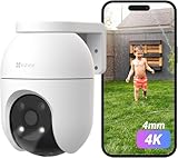 EZVIZ 4K Wifi Security Camera Outdoor Wired, Colour Night Vision, Human/Vehicle Detection, Auto-Track, Pan/Tilt 360°, No Monthly Fee, Support 512GB, Home CCTV System, Alexa/Google (C8c 8MP 4mm)