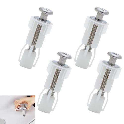 4PCS Toilet Seat Screws Set - Easy Install Top Fixing Soft Close Hinges & Expanding Rubber Nuts for Secure Fitting