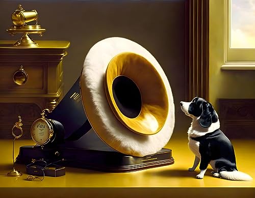 Poster sur toile chien tube sonore 58 x 90 cm SERENDIPITP deco murale salon chambre