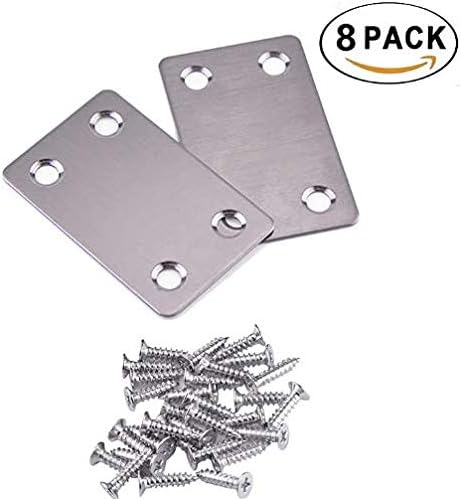Wapour 8 Pieces 60mm x 38mm Joining Plate Bracket Flat Mending Plates with 32 Pieces Screws
