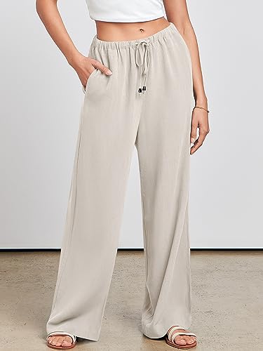 ANRABESS Womens Linen Palazzo Pants Summer Flowy Wide Leg Drawstring Casual Trousers with Pockets Beach Vacation Outfits2
