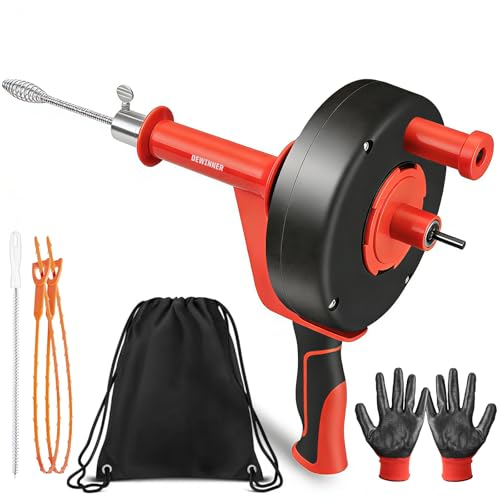DEWINNER Furet Deboucheur Canalisation [10M], 3 Pièces Deboucheur Canalisation Brosse, 2 Modes de Fonctionnement - Outil de Débouchage d'évier pour...